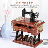 Genericb Sewing Machine Mini Music Box, European Crafts Retro Sewing Clockwork Home Crafts Decoration Birthday Gift