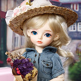 FEENGG 1/6 BJD Doll 10" SD Ball Joint Doll Pełny Zestaw Ubrań Sukienka Blond Peruka Z Makijażem Urodziny Festiwal Prezent Córka Dziewczynka