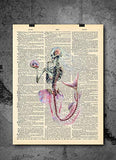 Skeleton Mermaid Dictionary Art Print - Vintage Dictionary Print 8x10 inch Home Vintage Art Abstract Prints Wall Art for Home Decor Wall Decorations Ready-to-Frame