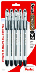 Pentel R.S.V.P. Ballpoint Pen, Medium Line, Black Ink, 5 Pack  (BK91BP5A)