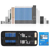 Lugoo 36 Pcs Sketch Drawing Pencil Set with Art Supplies, Peofessional Portable Assorted Charcoal Painting Pencil Art Kit with Case for Beginners & Experts, Kids & Adults