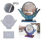 Makeup Mirror Epoxy Resin Mold Set, Hand Shaped Photo Frame Silicone Resin Molds, Table Top Cosmetic Mirror Silicone Molds for Epoxy Resin with 5Pcs of Shatterproof Lens