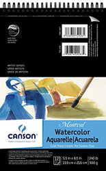 Canson Montval Watercolor Pad, Cold Press Acid Free French Paper, Top Wire Bound, 140 Pound, 5.5 x 8.5 Inch, 12 Sheets