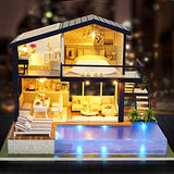 Spilay DIY Miniature Dollhouse Wooden Furniture Kit,Handmade Mini Modern Apartment Model with Dust Cover & Music Box ,1:24 Scale Creative Doll House Toys for Teens and Adult Craft Gift(Time Apartment)