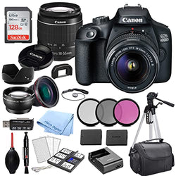 Canon EOS 4000D DSLR Camera with 18-55mm f/3.5-5.6 Zoom Lens, 128GB Memory,Case, Tripod and More (28pc Bundle)
