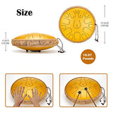 ChunFeng Steel Tongue Drum 14 Inches 15 Note C-Key Healing Drum, Gift For All Ages ,Pure Sound Quality ,With Drum Mallets, Carry Bag, Sheet Music