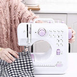 Mini Sewing Machine Portable Electric Small Household Sewing Handheld Tool with Foot Pedal 12 Built-in Stitches 2 Speeds Overlock Function for Amateurs Beginners (505)