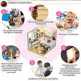 ROBOX Miniature Dollhouse DIY Kits 1/24 Scale Mini House Wooden Craft Models Miniature House Kit Romantic Bedroom with Furniture，Dust Cover and Led Light