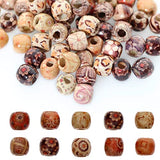 200pcs Mixed Painted Barrel Wood Spacer Beads, BetterJonny 17x16mm Round Printed Pattern Drum Wood Loose Beads for DIY Making Bracelet Necklace Jewelry Hair Craft Project