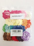 PEPPERLONELY Brand, 20pc Rainbow Collection Eight Petals 2" Crocheted Flowers Appliques