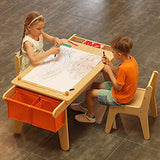 MEEDEN Kids Table and Chair Set [50''L×23.6''W ×22.5''H],Kids Craft Art Table with 2 Stools, Storage Bag &Paper Roll, Kid Craft Drafting Desk & Chair Set,Preschool Toddler Wooden Learning Table,Nature