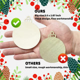 MUXGOA 60 Pcs 3.5" DIY Wooden Christmas Ornaments to Paint,Wood Circles for Crafts Christmas Tree Hanging Ornaments Unfinished Wood Cutouts Christmas Decoration DIY Crafts
