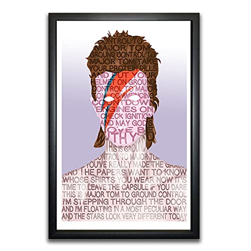 David Bowie text art framed print 11x17"