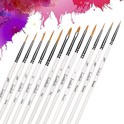 Miniature Detail Paint Brushes Set Artist Micro Fine Detailing Art Painting Brush Kit Set of 12 for Kids Adults, Small Tiny Nylon Hair Paintbrush for Acrylic Watercolor Oil Face(12p WH)