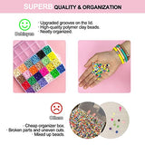 7220 Pcs Polymer Clay Beads Bracelets Making Kit, 24 Colors 6000 Pcs Flat Heishi Beads with Pendant Charms Complete Alphabet Smiley Face Beads Elastic Strings for Jewelry Making Set Necklace DIY Gift
