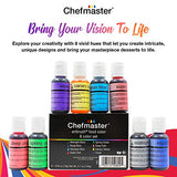 Chefmaster - Airbrush Kit - Airbrush Food Coloring - 8 Pack - True To Shade Vibrant Colors, Works With Any Airbrush Tool, Achieve Amazing Effects & Designs, Fade-Resistant Color