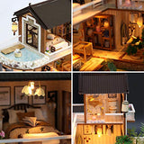 Roroom Dollhouse Miniature with Furniture,DIY 3D Wooden Doll House Kit Chinese Courtyard Style Plus with LED and Music Movement,1:24 Scale Creative Room Idea Best Gift for Children Friend Lover