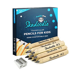 Pidoko Kids Jumbo Pencils (20 Pack) - Triangular Easy Grips for Toddlers Preschoolers - 5MM Fat Core, Sharpener included