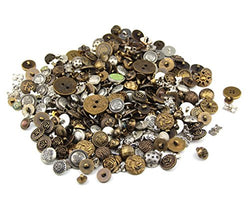 RayLineDo Pack of 100g Bronze Copper Mixed Colors of Various Shaped Buttons for DIY, Sewing and