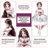 Funnybuy BJD Dolls 1/3 SD Doll 23.6 inch 19 Joint Ball Jointed Dolls DIY Toys with Full Set Girls Gift Blanche