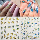 8 Sheets Nail Art Stickers, Gold Marble Stripe Line Vintage Trendy 3D Design Self-Adhesive Nail Art Decals, DIY Manicure Decoration Supplies Accessories for Women Girls