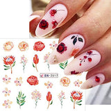 3D Flower Nail Stickers for Nail Art Water Transfer Floral Nail Decals Lavender Rose Camellia Nail Art Stickers Spring Summer Nail Designs Flower Stickers for Nails Women Nail Supplies,3 Big Sheets