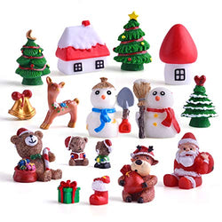 Zealor Christmas Miniature Ornaments Kit for Snowy Winter Fairy Garden Dollhouse Decoration