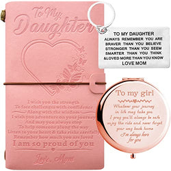My Daughter Journal from Mom,Daughter Mirror,To My Daughter Keychain,Daughter Gifts from Mom,Daughter Leather Journal,Daughter Mirror Compact from Mom,Daughter Birthday Gifts,Daughter Graduation