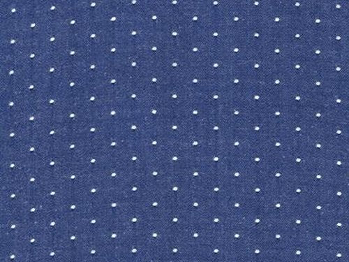 Robert Kaufman Chambray Dots Denim Dress Fabric Royal - per metre