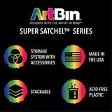 ArtBin 6959AB Super Satchel with Paint Bottle Storage Tray, Portable Carrying Case - Organizes up to 32 Bottles of Paint, Clear