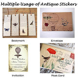 Stosts Vintage Scrapbooking DIY Stickers Pack, Decorative Antique Retro Collection, Diary Journal Embellishment Supplies, Washi Paper Sticker for Art Craft Notebook Album Invitations Gift Packing