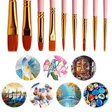 JOINREY Paint Brushes Set,20 Pcs Round Pointed Tip Paintbrushes Nylon Hair Artist Acrylic Paint Brushes for Acrylic Oil Watercolor, Face Nail Art, Miniature Detailing and Rock Painting (Pink)