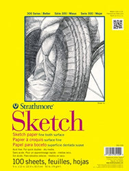 Strathmore 350-109 300 Series Sketch Pad, 9"x12" Glue Bound, 100 Sheets