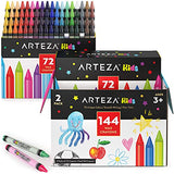 Arteza Kids Toddler Crayons in Bulk, 144 Count, 2 Packs of 72 Colors, Regular Size, Vivid Wax Crayon Pencils, Art Supplies for Kids Craft and Drawing Activities