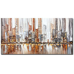 Tiancheng Art, 24x48 Inch Modern Abstract art 100% Hand Painted Canvas Oil Painting Acrylic Wall Art Living room Kitchen Bathroom Wall Decoration