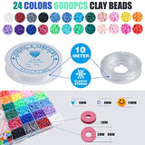 6300 Pcs Clay Beads for Bracelet Making, UNIZHS 24 Colors Polymer Clay Beads kit with Pendant Charms Kit and Elastic Strings, Art Craft Gift for Jewelry Making Bracelets Necklace