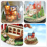 Flever Dollhouse Miniature DIY House Kit Creative Room with Furniture and Glass Cover for Romantic Artwork Gift (April' s Fantastic Castle)