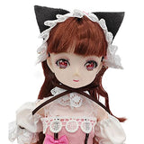 SingYang bjd Doll Dress, 12" Smart Doll cat Ear Accessories and Dress, 1/6 Ball Joint Doll Lolita Dress (Clothes only, Doll not Included)