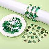 1900PCS+ St. Patrick's Day Beads Green Polymer Clay Beads Assorted Pearl Acrylic Crystal Beads for Jewelry Making, Enamel Shamrock Charms Irish Luck Hat Pendants for Bracelet Making DIY Crafts