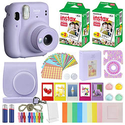 Fujifilm Instax Mini 11 Instant Camera Lilac Purple + Carrying Case + Fuji Instax Film Value Pack (40 Sheets) Accessories Bundle, Color Filters, Photo Album, Assorted Frames