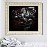 5D DIY Diamond Painting,Red Rose Metal Dragon Diamond Painting Kits for Adults Full Drill Round Diamond Gem Art Beads Painting for Kids Perfect for Home Wall Décor 11.8x13.8 inch
