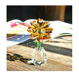 Qf Crystal Sunflower Figurine Table Crystal Flower Collectible Ornament Home Decoration Souvenir Gifts (Sunflower)
