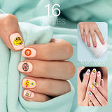 16 Sheet 3D Nail Decals Stickers, Self-Adhesive DIY Nail Art Decoration Set Including Cartoons Flowers Leaves Plants Fruits Patterns for Women Girls