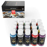 ARTEZA Outdoor Acrylic Paint, Set of 20 Colors/Tubes (59 ml, 2 oz.) with Storage Box, Rich Pigments, Multi-Surface Paints for Rock, Wood, Fabric, Leather, Paper, Crafts, Canvas and Wall Painting