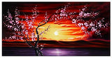 Wieco Art Plum Tree Blossom Flowers Extra Large Gallery Wrapped Giclee Canvas Prints Floral Landscape Pictures Paintings on Canvas Wall Art Ready to Hang for Living Room Home Decor 24x48 inch XL