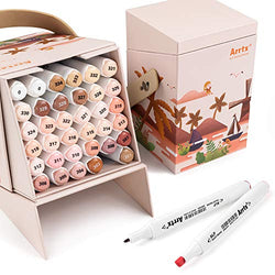Arrtx Skin Tone Markers, 36 Colors Dual Tip Twin Marker Pens with Carry Box, Permanent Alcohol Based Art Markers Pen for Portrait Illustration Sketching Drawing Coloring