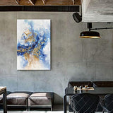 Abstract Picture Canvas Wall Art: Modern Gold Foils Paintings Hand Painted Artwork for Living Room (45” x 30'' x 1 Panel)