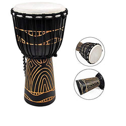 African Drum 10/12 Inch African Drum African Wood Drum Carving West African Bongo Drum 2 Colors for Performances (Color : Black1, Size : 12 Inch)