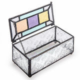 Colorful Stained Glass Box Jewelry Dish Trinket Keepsake Display Decorative Vintage Home Décor Purple Blue Peach Turquoise J Devlin Box 864