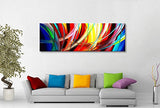 Abstract Wall Art Acrylic Painting on Canvas Hand Painted Modern Picture for Home Decoration (Framed 60" W x 20" H)